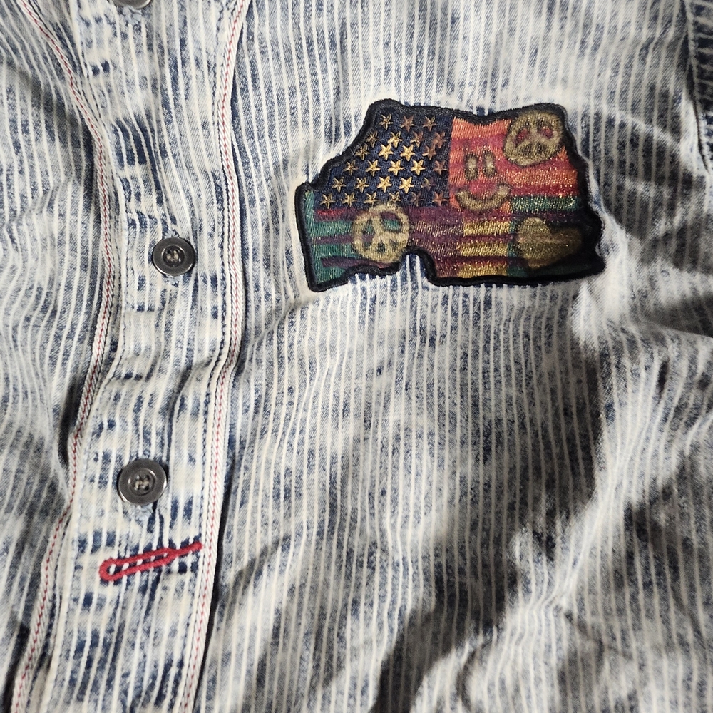 Square Zero Patchwork Baseball Tunic Distressed S… - image 2